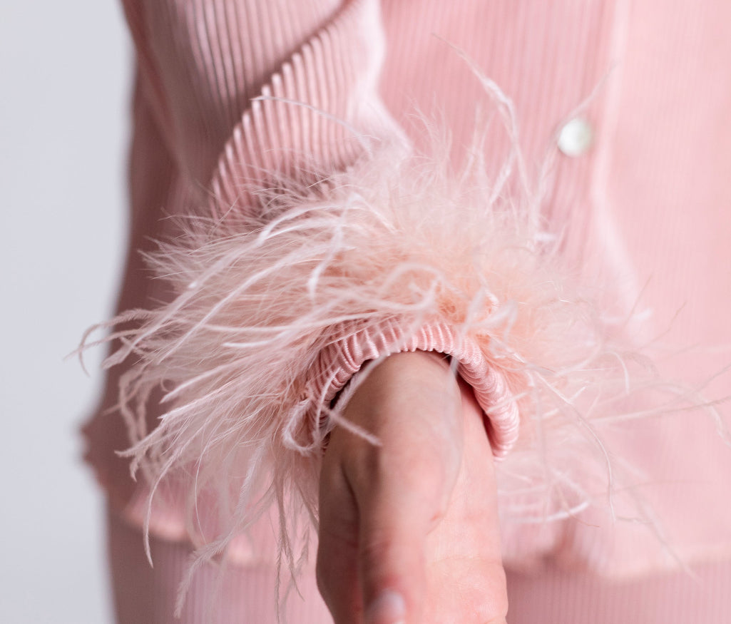 Dusty Rose Detachable Feather Cuffs (Set of 2)